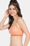 Rosaline Double Layered Non Wired Full Coverage Bralette Bra - Geoplay Orange — thumbnail 3